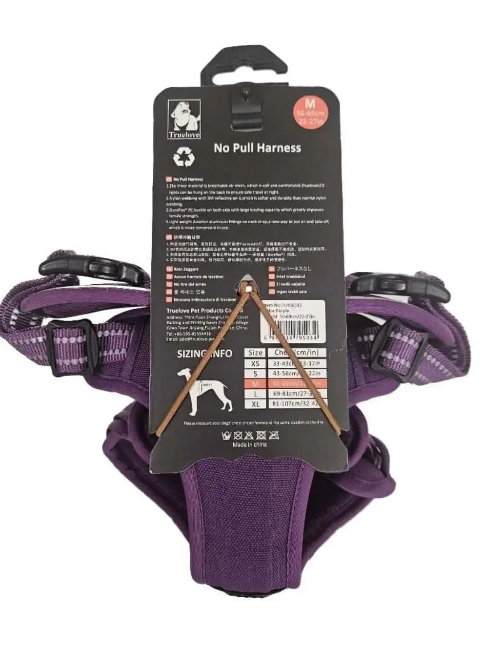 Truelove No Pull Dog Harness, Size M, Purple